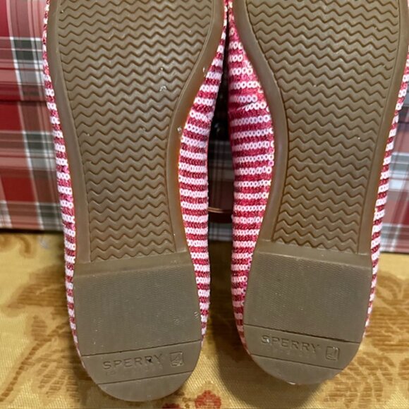 Sperry Top-Sider Bliss Berry & White Striped Sequin Flats Shoes Women SIZE 6.5 - Picture 11 of 14